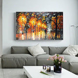 Hand Painted Oil Painting Abstract Colorful Landscape Figure Abstract Palette Knife Streets