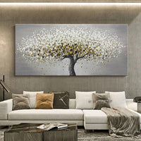 Abstract Style Hand Painted Hanging Money Tree Murals Modern Sofa Background Wall