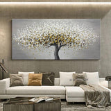 Abstract Style Hand Painted Hanging Money Tree Murals Modern Sofa Background Wall