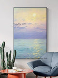 Hand Painted Seascape Sunrise Oil Paintings on Canvas Wall Art Decor