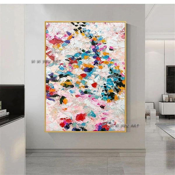 Abstract Landscape On Canvas Colorful Pink Fashion Flower Petal Modern