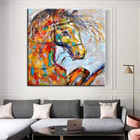 Hand Painted Abstract Oil Painting Canvas Horse Animals Decoracion