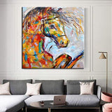 Hand Painted Abstract Oil Painting Canvas Horse Animals Decoracion