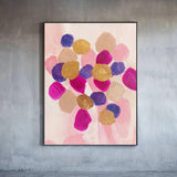 Hand Painted Oil Paintings Pink Simple Color Block Gold Foil Abstract Decor Canvas