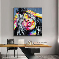 Hand Painted Palette Knife Portrait Face Canvas Acrylic