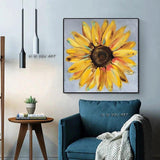 Hand Painted Yellow Sunflowers Canvas Art Wall Canvass