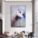 Hand Painted Ballet Dancer Oil Painting Swan Lake Woman Painting Abstract Modern Canvas Artsative