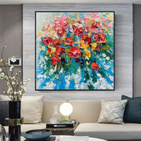 Hand Painted oil painting Modern Art Canvas Paintings Thick Knife Rose Flower Abstract Decoratives