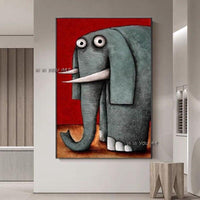 Elephant Hand Painted Decoracion Canvas Wall Art Decor For Children Room Living