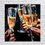 Hand Painted Oil Painting Oktoberfest Wine Glass Abstract Canvas Modern Wall Art Room Wall Decor