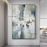 Artist Hand Painted High Quality Abstract Grey On Canvas Beautiful White and Grey Colors for Wall Art