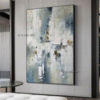 Artist Hand Painted High Quality Abstract Grey On Canvas Beautiful White and Grey Colors for Wall Art