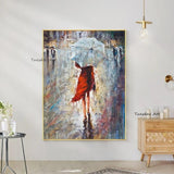 Abstract Girl Walking On The Street Hand Painted Oil Painting On Canvas