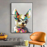 Hand Painted Oil Painting Abstract Cute Animal Dog Canvas Painting