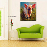 Animals art Hand Painted Funny Canvas Babe Pig Small Baby Pigative Wall Art