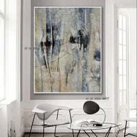 Hand Painted Neutral Color Modern Artwork Abstract On Canvas Office Contemporary Texture White