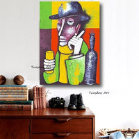 Hand Painted Art Oil Painting Modern Cartoon Characters Abstract Canvas For Homes