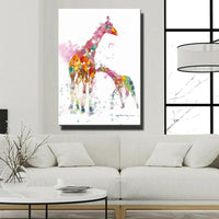 Hand Painted Oil Painting Animal Colorful Deer Abstract Simple Modern Canvas Hoom Decor