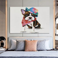 Hand Painted Oil Painting Cute Animal Dog Abstract Canvas Paintings Decorations