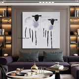 Hand Painted Oil Paintings Abstract Canvas Modern Animal Sheep Porch Decoration