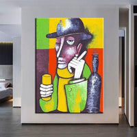 Hand Painted Art Oil Painting Modern Cartoon Characters Abstract Canvas For Homes