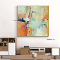 Oil Painting Hand Painted Colorful Simple Abstract On Canvas Home