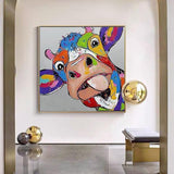 Hand Painted Animals Cow Oil Paintings On Canvas Abstract Modern Pop Art