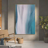 Original Hand Painted Blue Abstract Oil Painting Contemporary Minimalist Mural As