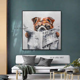 Funny Dog Art Painting Abstract Cartoon Hand Painted on Canvas Wall Art Decor