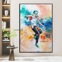 Hand Painted Man Abstract Jumping Street Dance Man Oil Painting Canvas Pop Art Mural