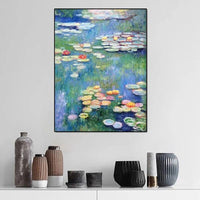 Hand Painted Famous Claude Monet Oil Painting Water Lily Canvas Art Modern Home Wall Decorative Painting