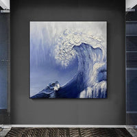 Hand Painted Thick knife abstract Sea Blue White Gorgeous Abstract Painting Home Decor Artworks