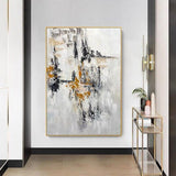 Hand Painted Decorative Art Painting Abstract White Gray Wall Decor Modern Minimalist Oil Painting Canvas Artwork Pieces