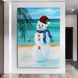 Hand Painted Oil Painting Modern Snowman Canvas Wall Arts