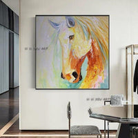 Hand Painted Yellow Horse on Canvas and