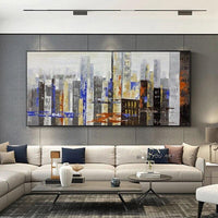 Modern City Hand Painted High-Rise Buildings home Decoration Modern Style oil painting Wall Art painting Office wall Decorations