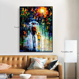 Father and Son Modern Hand Painted Abstract Graffiti Canvas Art Oil Painting on Thes