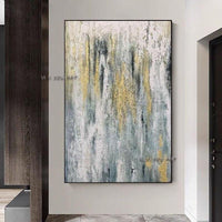 Contemporary art Abstract Painting Hand Painted Blue Yellow oil painting Wall Art Canvas Painting Restaurant decoration