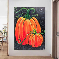 Hand Painted Oil Painting Halloween Pumpkin For Adults Kids Color Art On Canvas Draw Crafts