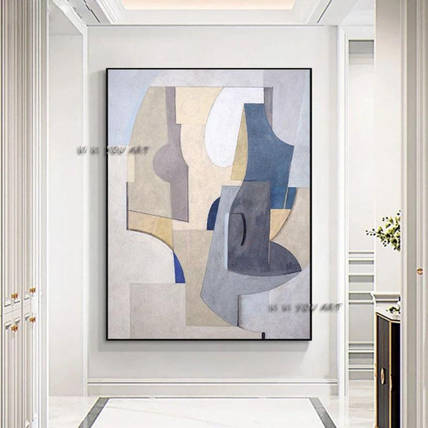 Hand Painted Abstract Geometric Modern Entrance Hallway Sofa Backdrop Decorative Painting Aisle American Study