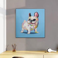 Christmas Abstract Modern Animal Hand Painted Cute Dog Thick Oil Painting on Canvas For Kid Roomative