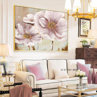 Design Pure Hand Painted Pink Flower on Canvas Wall Art Piece Paintings wall Artwork