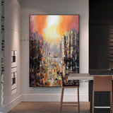 Abstract Urban Style Red Wall Art Canvas Modern Landscape Hallway