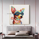 Aritist hand made Dog On Canvas Modern Animal picture Bedroom Wall Art