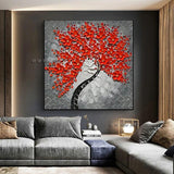 Hand Painted flower Wall Art Modern Red Flowers Tree Canvas pictureative