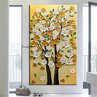 Hand Painted Art Oil Painting Modern Abstract Knife Tree Flower Canvas Decor Florals