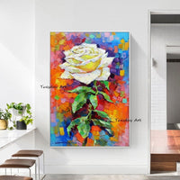 Hand Painted Oil Painting Knife Flower Abstract Canvas Painting Modern Room Decor