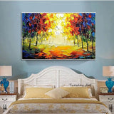 Hand Painted Oil Painting Skillful Night Modern Palette Knife Park Street On Canvas Art For living room Abstract