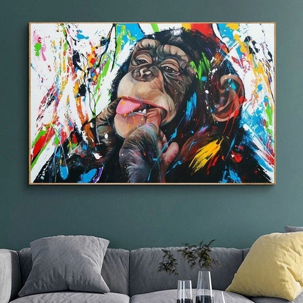 Hand Painted Abstract Animal Oil Painting Street Art On Canvas Monkey s