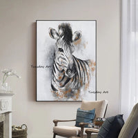 Hand Painted Oil Painting Animal Zebra Abstract Canvas for Livingroom Wall